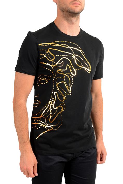 versace black gold shirt|versace collection men shirt black.